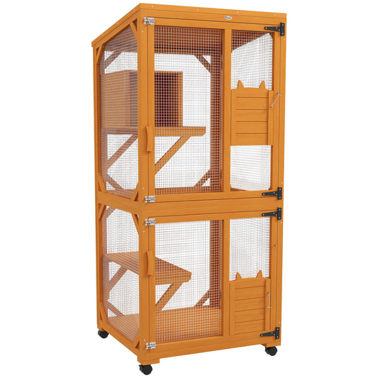 Wooden Cat House for 1-3 Cats Catio Enclosure on Wheels Easy