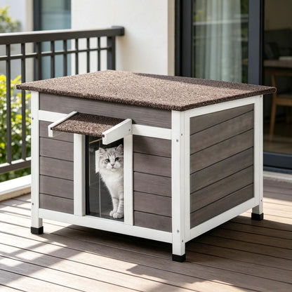 Wooden Cat House with Easy to Clean and Waterproof Protection