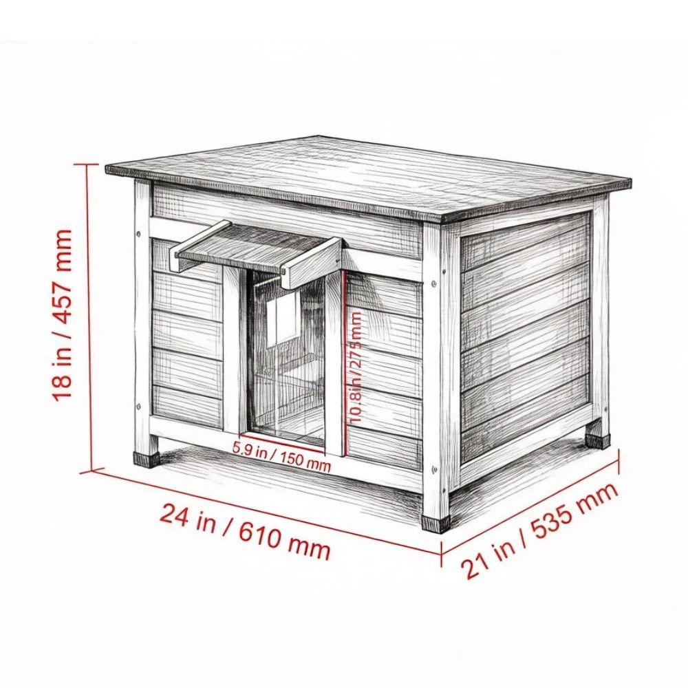 Wooden Cat House with Easy to Clean and Waterproof Protection