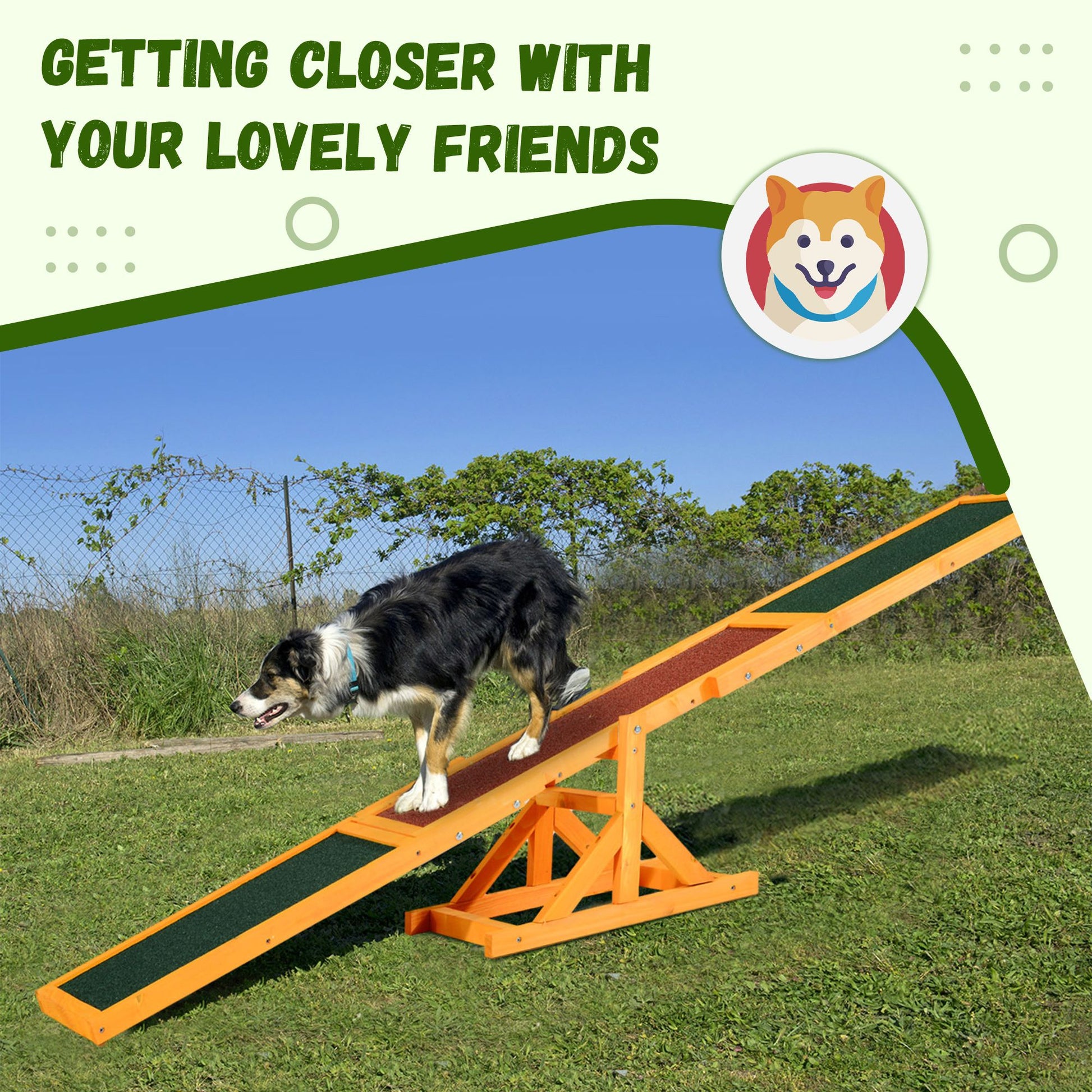 Wooden Dog Agility Seesaw, Training and Exercise Equipment, Weather