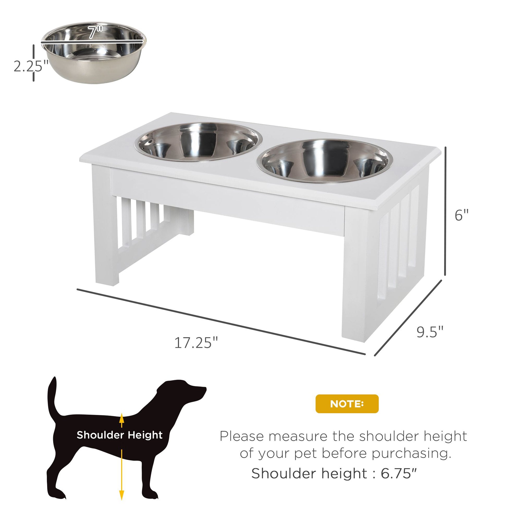 Wooden Dog Feeding Station with 2 Stainless Steel Bowls