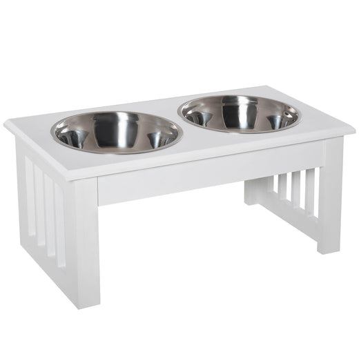 Wooden Dog Feeding Station with 2 Stainless Steel Bowls
