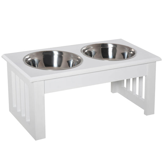 Wooden Dog Feeding Station with 2 Stainless Steel Bowls