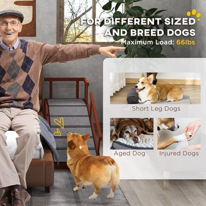 Wooden Dog Ramp with Removable Guardrails, Non-Slip Surface, 49"