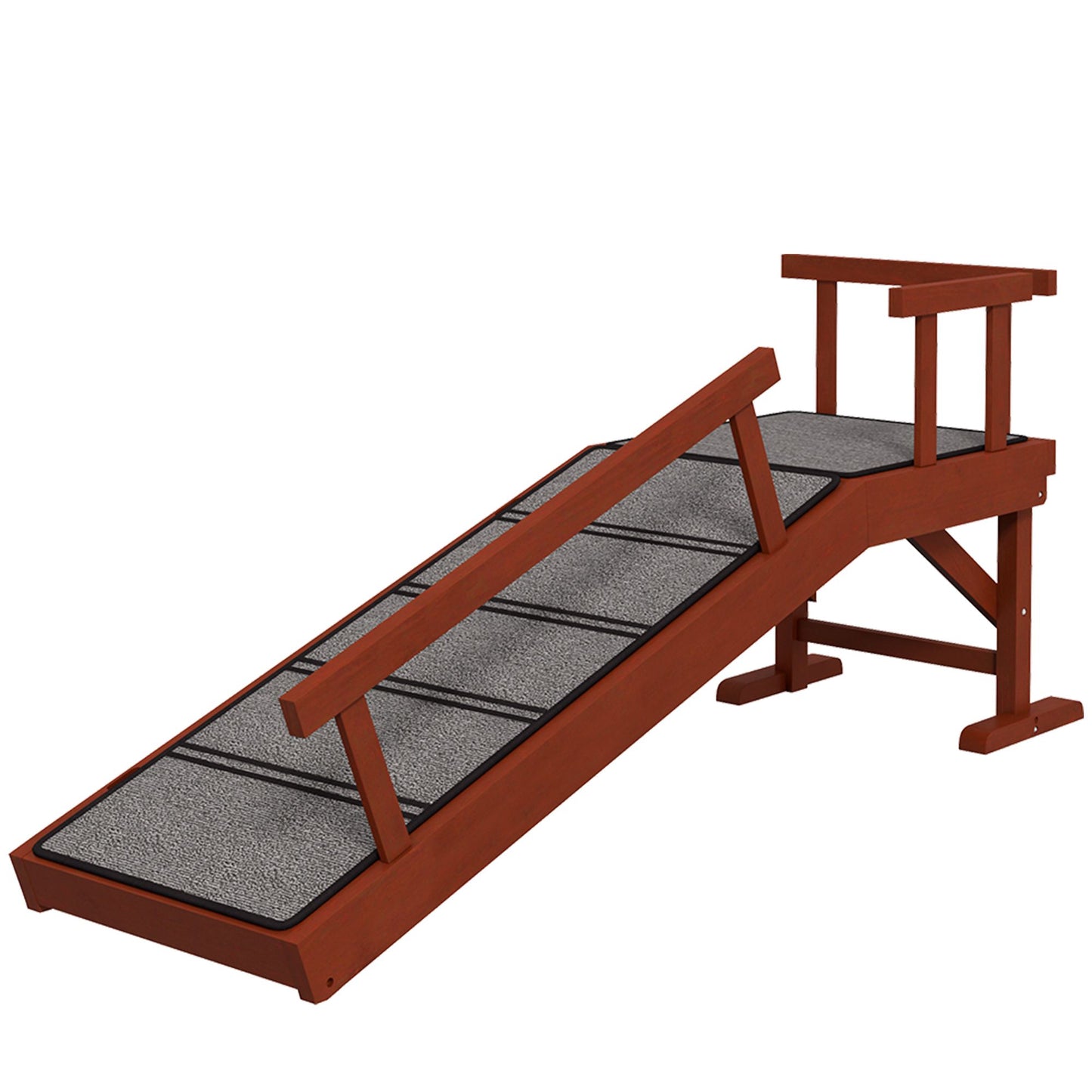 Wooden Dog Ramp with Removable Guardrails, Non-Slip Surface, 49"