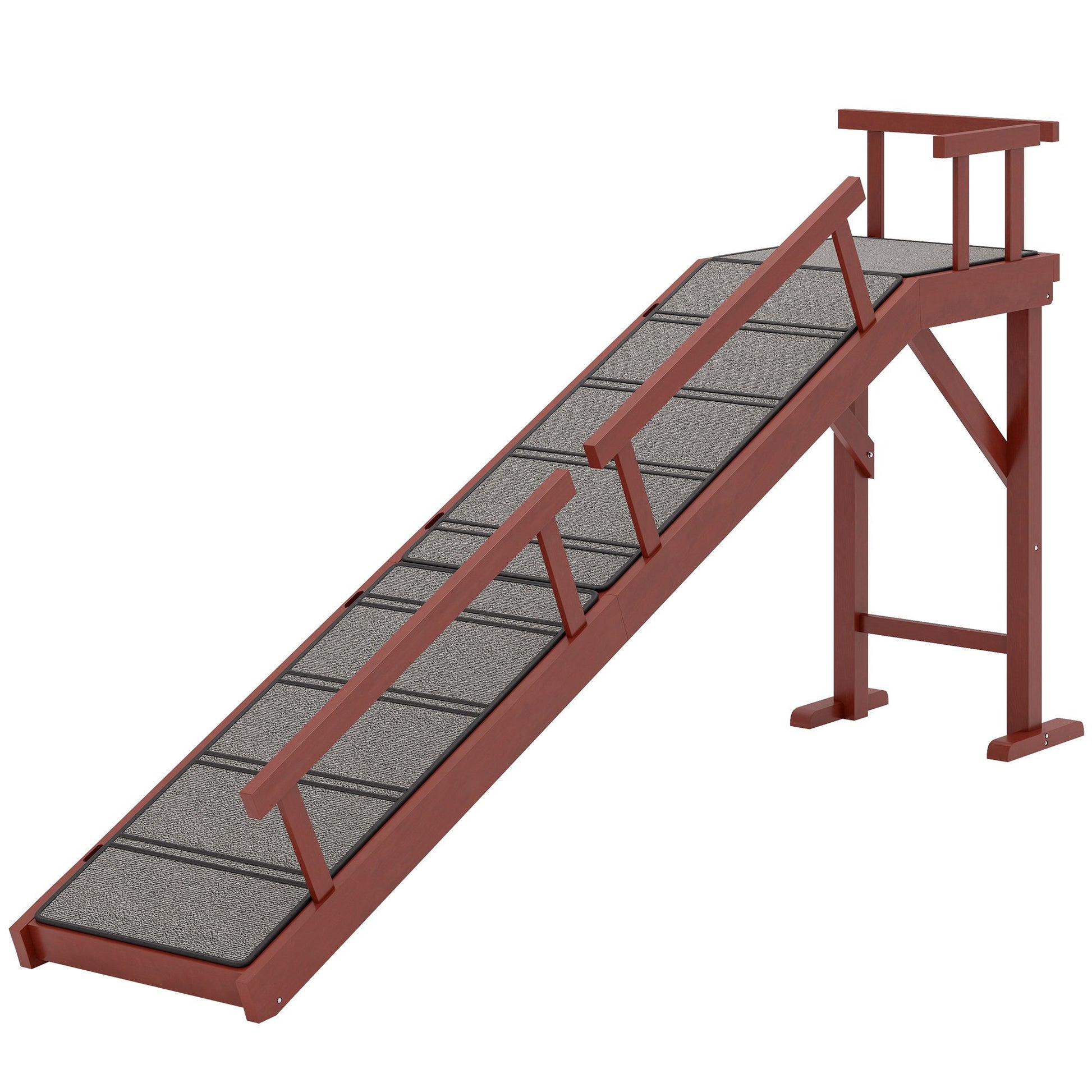 Wooden Dog Ramp with Removable Guardrails, Non-Slip Surface, 70.5"