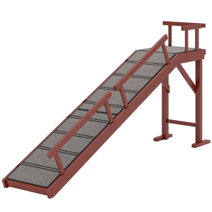 Wooden Dog Ramp with Removable Guardrails, Non-Slip Surface, 70.5"