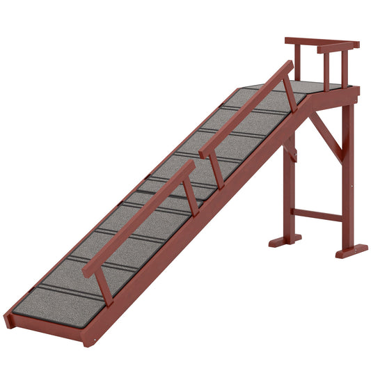 Wooden Dog Ramp with Removable Guardrails, Non-Slip Surface, 70.5"