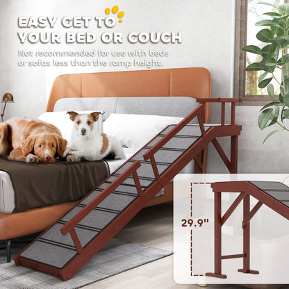 Wooden Dog Ramp with Removable Guardrails, Non-Slip Surface, 70.5"