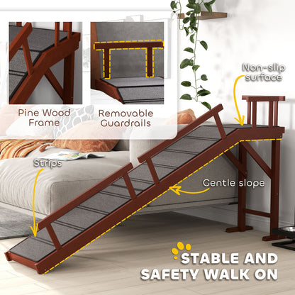 Wooden Dog Ramp with Removable Guardrails, Non-Slip Surface, 70.5"