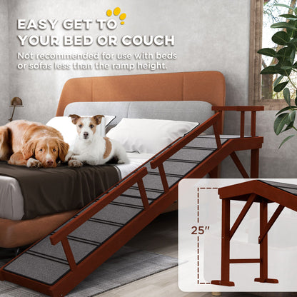 Wooden Dog Ramp with Removable Guardrails, Non-Slip Surface, 73"