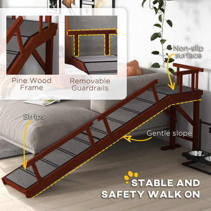 Wooden Dog Ramp with Removable Guardrails, Non-Slip Surface, 73"