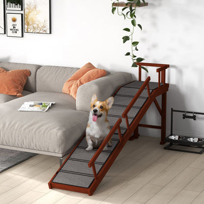 Wooden Dog Ramp with Removable Guardrails, Non-Slip Surface, 73"