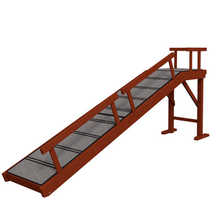 Wooden Dog Ramp with Removable Guardrails, Non-Slip Surface, 73"