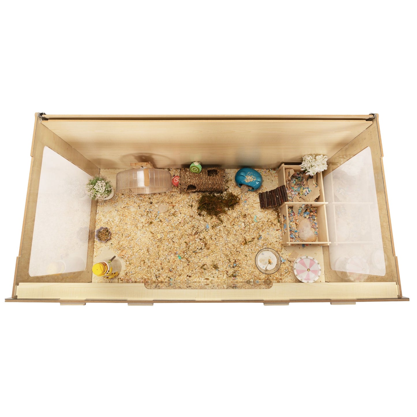 Wooden Hamster Cage Small Animals House, Acrylic Hutch for Dwarf